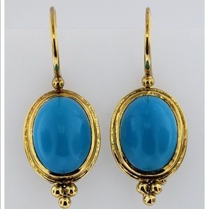 Turquoise, 18K yellow gold earrings